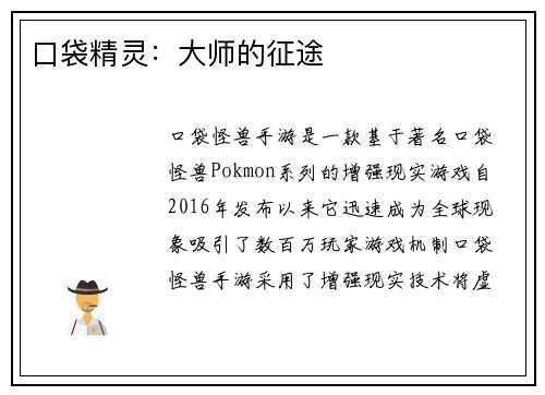 口袋精灵：大师的征途